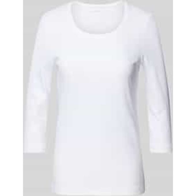 T-shirt met 3/4-mouwen in effen design
