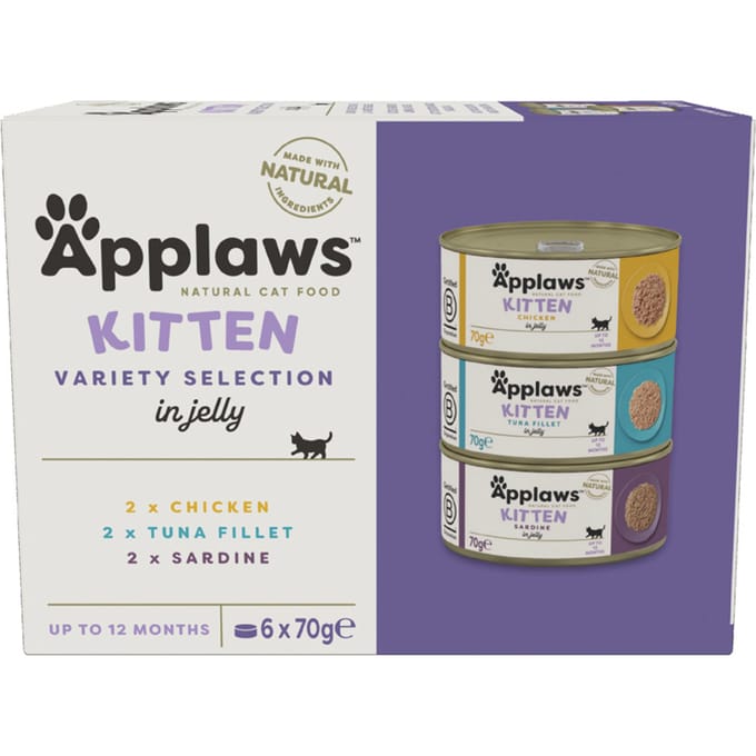 4 x 70 g + 2 x 70 g gratis! Applaws natvoer voor katten 6 x 70 g - Kitten Gemengd pakket Sardientjes, Kip, Tonijn (6 x 70 g)