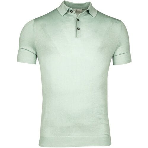 Thomas Maine Polo Uni Color Fine Merino Single Knit Soft Mint / male