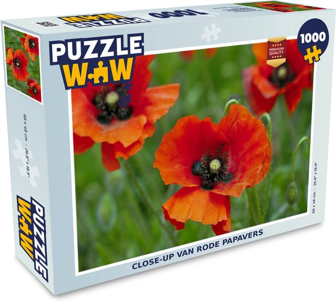 Puzzel Close-up van rode papavers - Legpuzzel - Puzzel 1000 stukjes volwassenen