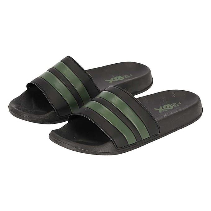 XQ - Slippers Heren - Stripes - Zwart/Army - Badslippers heren