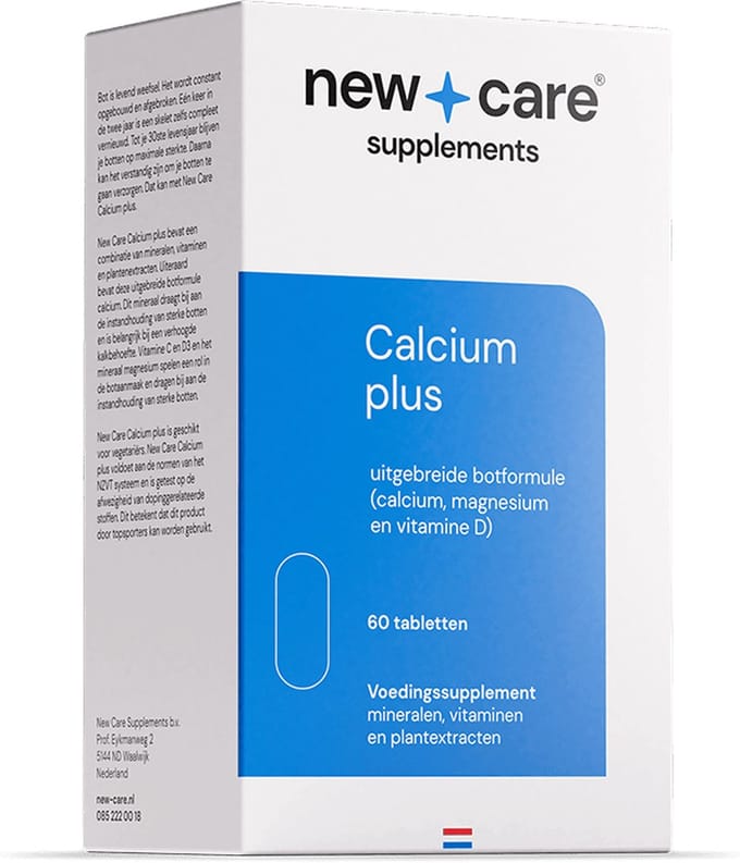New Care Calcium plus - voor de botten - magnesium, vitamine D - 60 tabletten - NZVT - vegetarisch