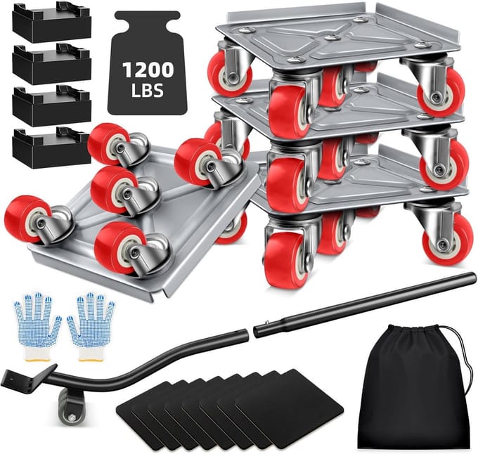 Heavy Duty Meubelroller Set met Lifter - 1200 LBS Draagvermogen voor Verhuizen