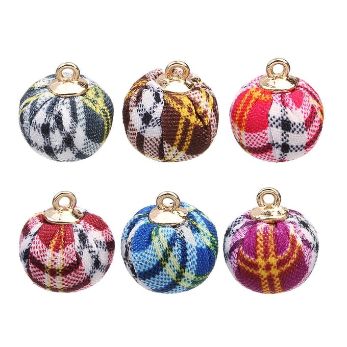 24 stuks meerkleurige, met stof beklede kralenbedels, ronde balhanger as described veelkleurige kleur