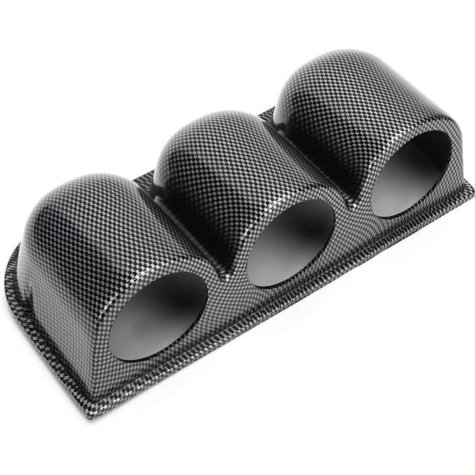 52mm2in 3?Gaten Drievoudige Meterhouder Houder Koolstofvezel Stijl Auto Auto Dashboard Meter Pod black