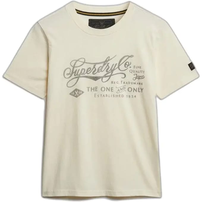Superdry Industry Workwear Relaxed T-shirt Crème Grootte: 40