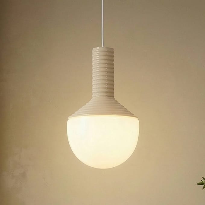 Lucande - hanglamp - 1licht - Keramiek, glas, metaal - H: 36 cm - E27 - beige, opaal