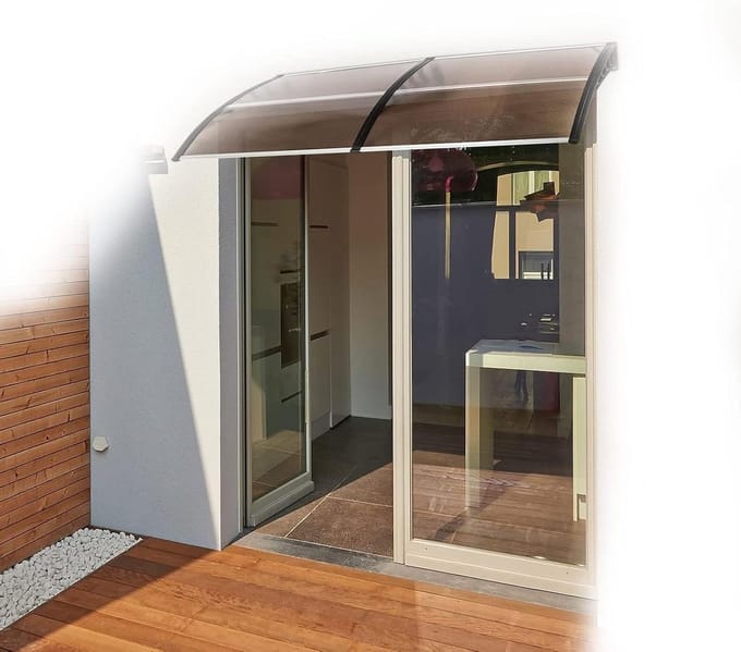 Deurluifel - Terrasscherm - Bescherming tegen weer - Verstevigde beugel - 2.5mm paneel - Transparant