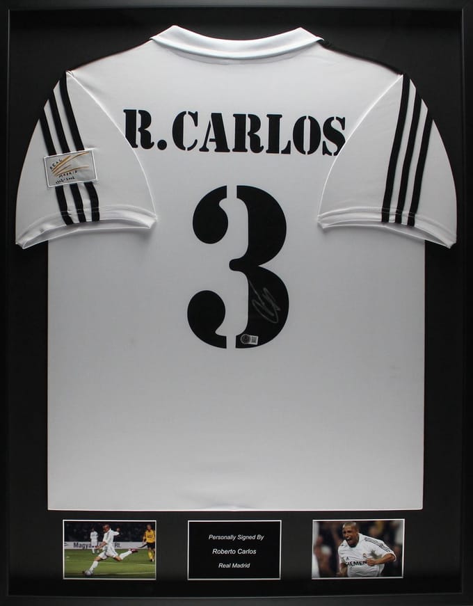 Roberto Carlos Real Madrid 02/03 Ingelijst Thuis Shirt