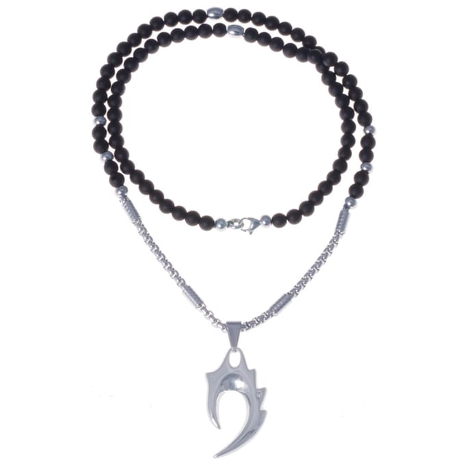 Heren kralen ketting Agaat Edelstaal Tribal