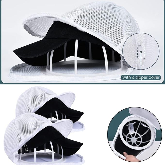 Wasmachine Polyester Hoed Wasbeschermer Baseballpet Wasmachine Wasmandjes Baseballpet Wasmachine Wasmand voor Hoeden 1pcs wit