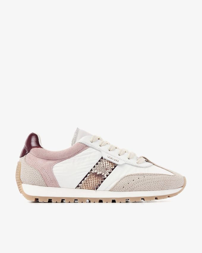 VIA VAI Scott Sara Sneakers Dames - Leer,Su�de,Textiel - Cognac