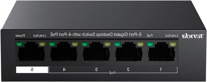 PoE Switch - Netwerk Switch - Camera's Aansluiten - 6kV Surge Protection - 5 Poorten - Zwart