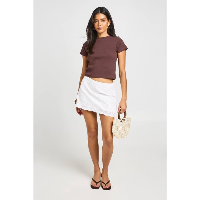 boohoo Dames A-lijn Mini Rok | Wit | Maat: 40