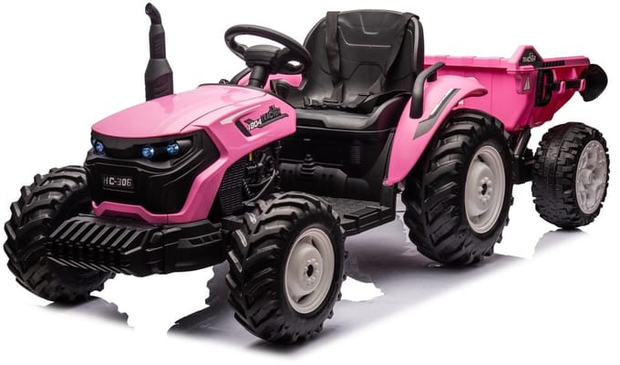 Elektrische kindertractor met aanhanger 24V Roze
