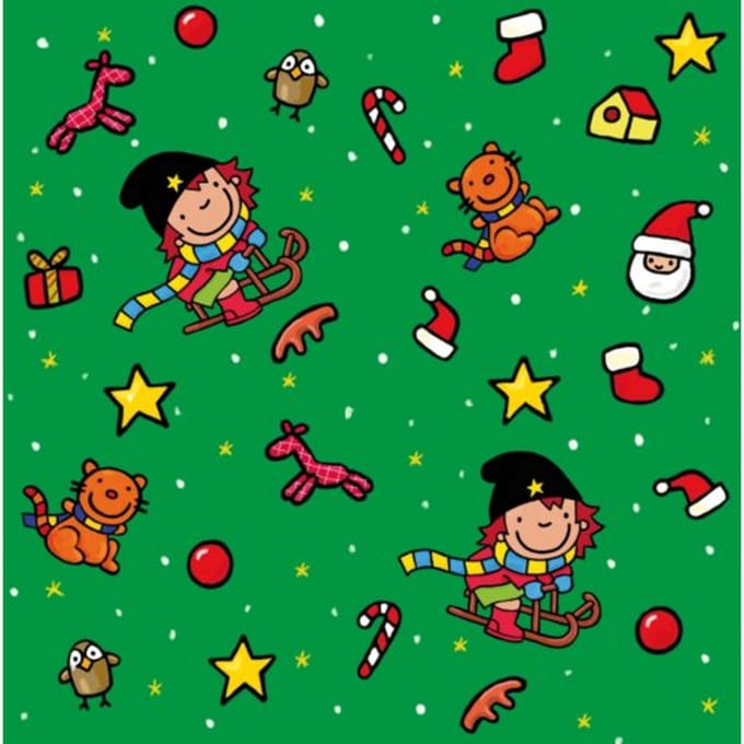 Cadeaupapier Heksje Mimi Viert Kerstmis