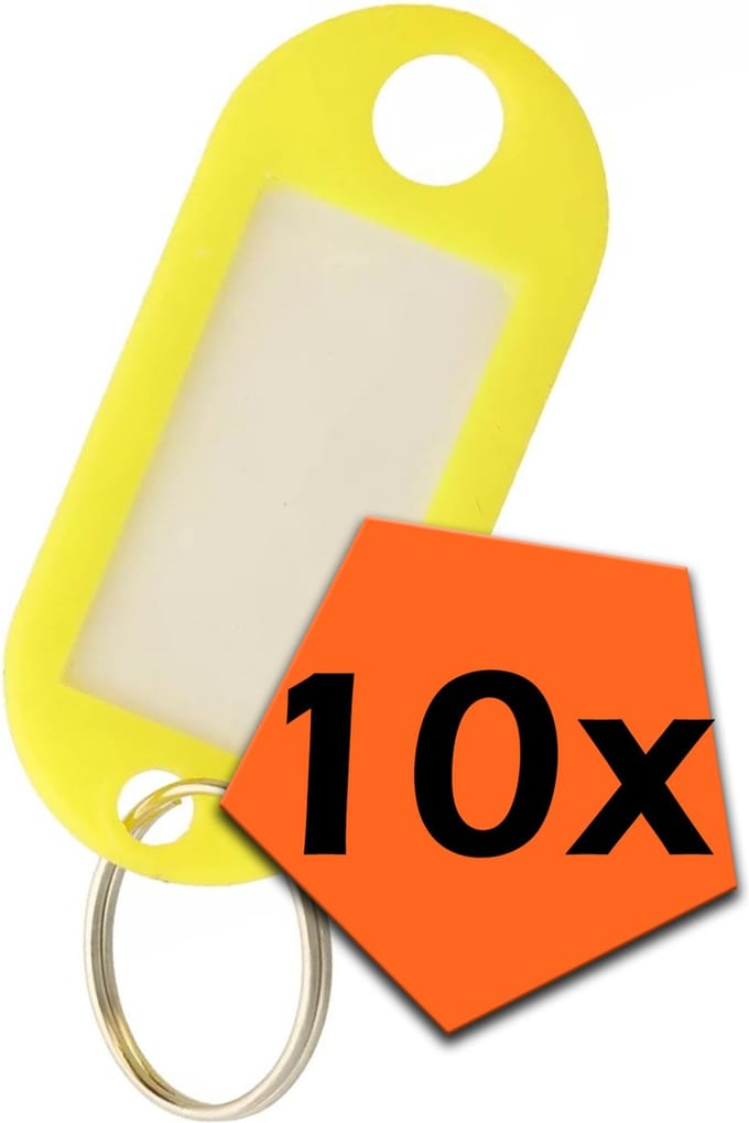 Sleutelhanger Bagagelabel Gekleurde Sleutellabels Sleutelhangers Naamlabel Geel - 10x