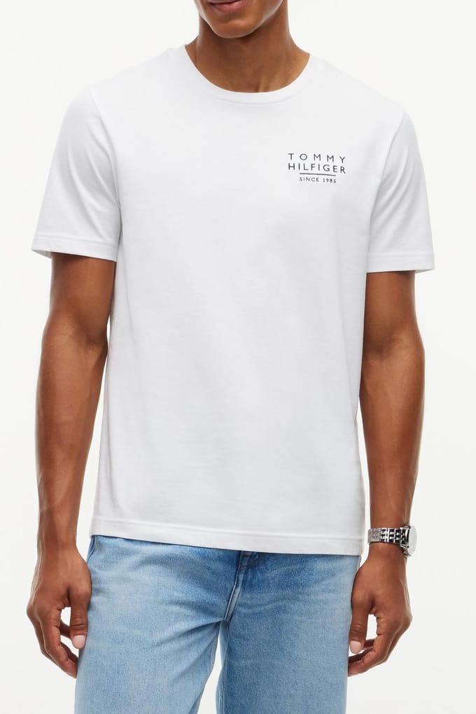 Tommy Hilfiger Americana Back Graphic White Größe: L | Basic T-Shirts Outlet | Herren | Weiß