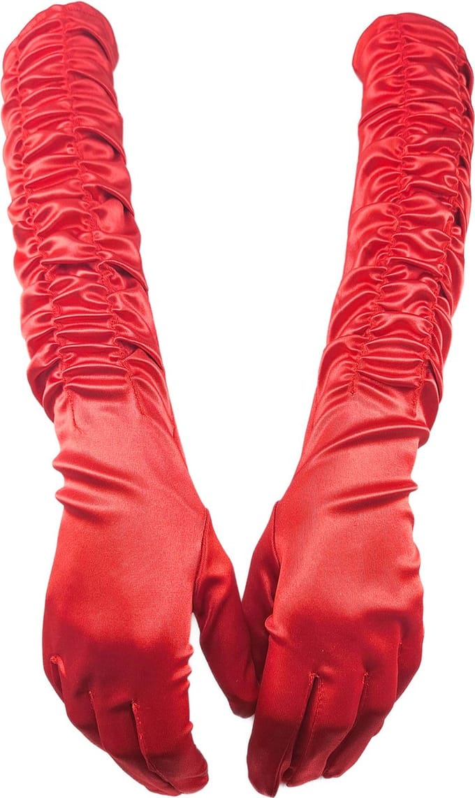 BamBella® - Handschoenen feest Lang Rood - dames - One Size