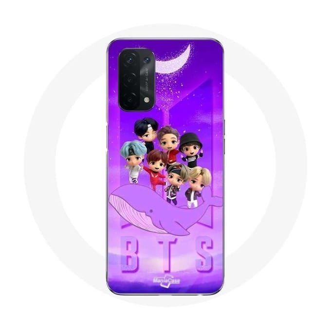 Coque pour Oppo A74 5G - BTS - TinyTAN Animation Affiche - Souple - Noir - Mixte