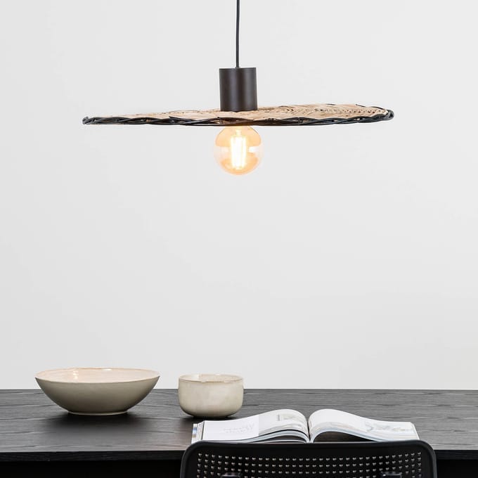 FARO BARCELONA Costas hanglamp, kantelbare rotan kap, Ø 60cm