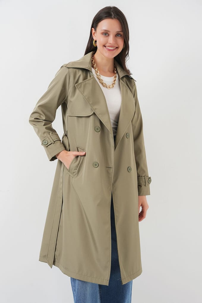 Gestrikte Lange Mouwen Trenchcoat