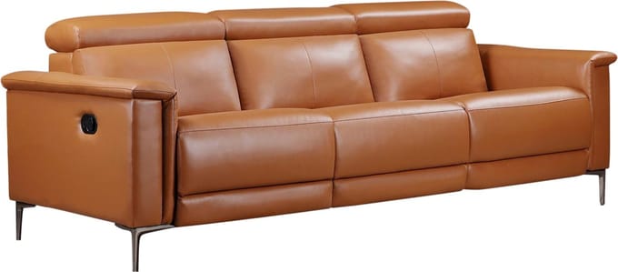Lund-3Zitsbank - 2 Handmatige Relax - Cognac PU