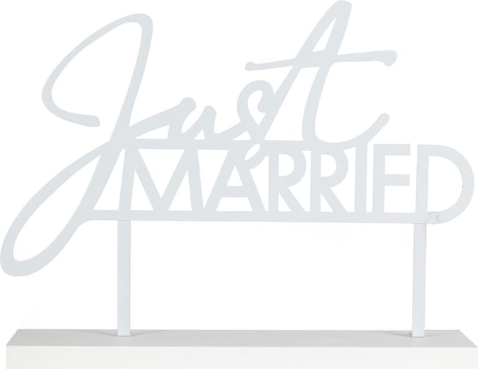 Ginger Ray - Ginger Ray - Wit metalen tafelbord “Just Married“ - 25 x 29 cm
