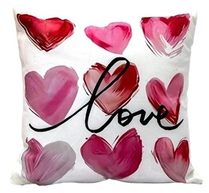 Kussen met hartjes - valentijn - liefde - 35cm - vierkant - tekst love