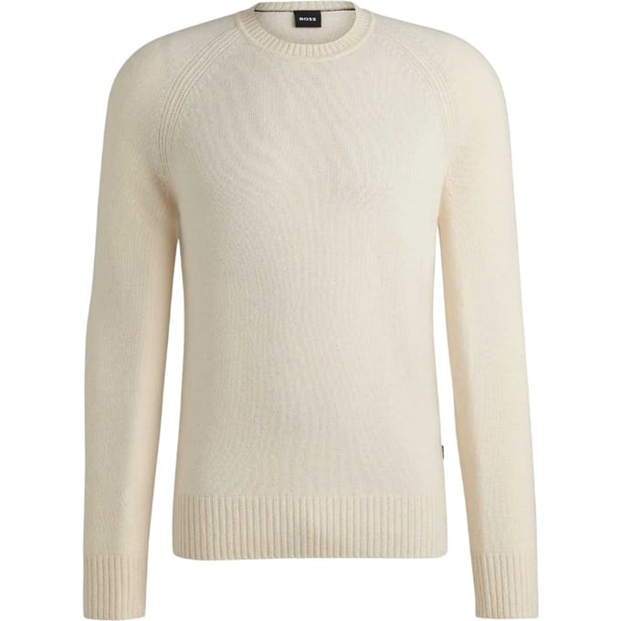 Boss Heren Emalvo Gebreide Raglan Trui (Wit)