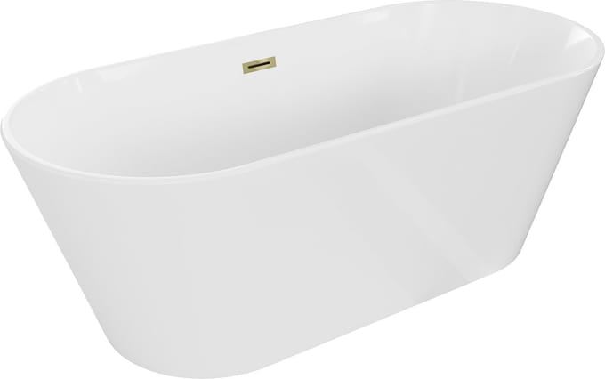 Mexen Flavia vrijstaande badkuip 170 x 75 , wit, gouden overloop - 54031708000-50