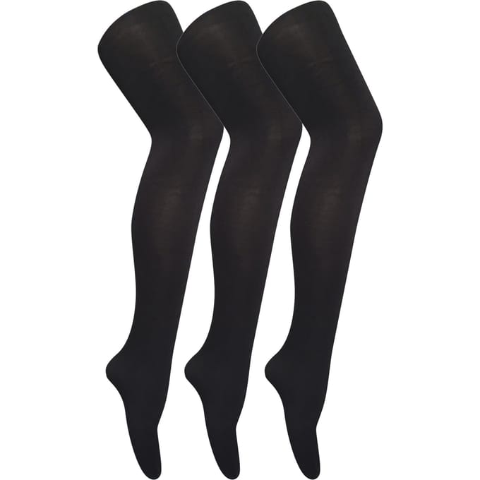 3 paar dames gekleurde ondoorzichtige 80 denier panty's - Zwart