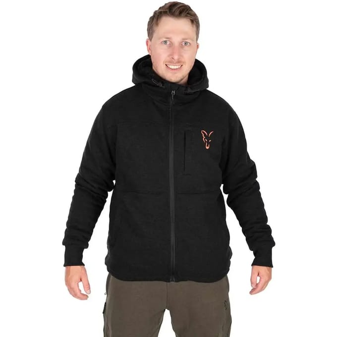 Fox Collection Sherpa Jacket Black & Orange Small