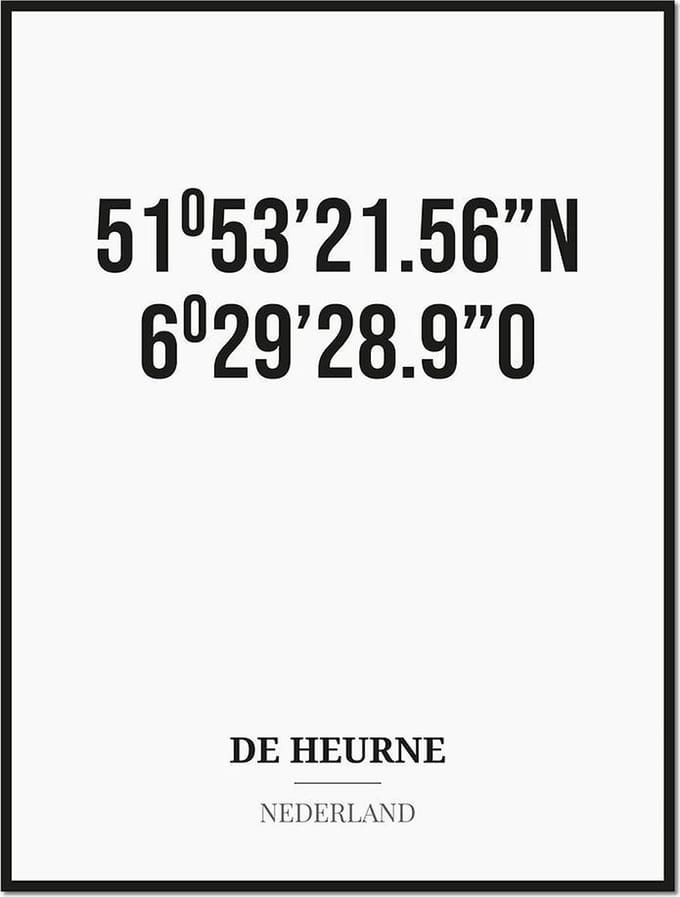 Poster/kaart DE HEURNE met coördinaten