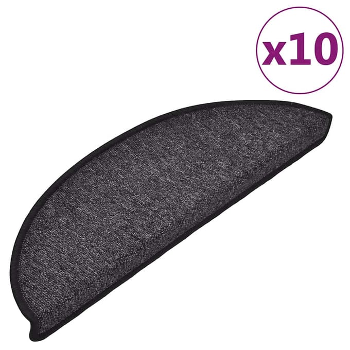 vidaXL - Trapmatten - 10 - st - 56x17x3 - cm - Antraciet - Halfrond