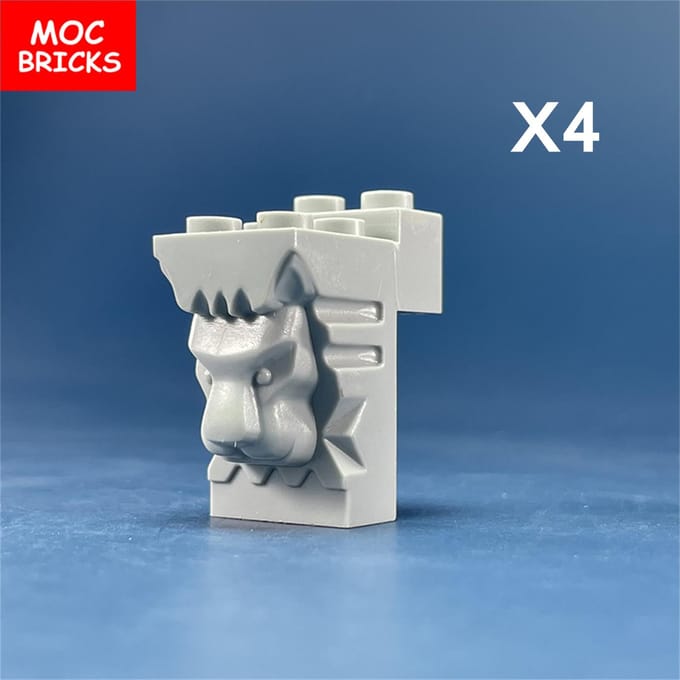 MOC Bakstenen 2x3x3 met Uitsparing & Leeuwenkop 30274 Kleine Educatieve Bouwstenen Speelgoed voor Kinderen gray