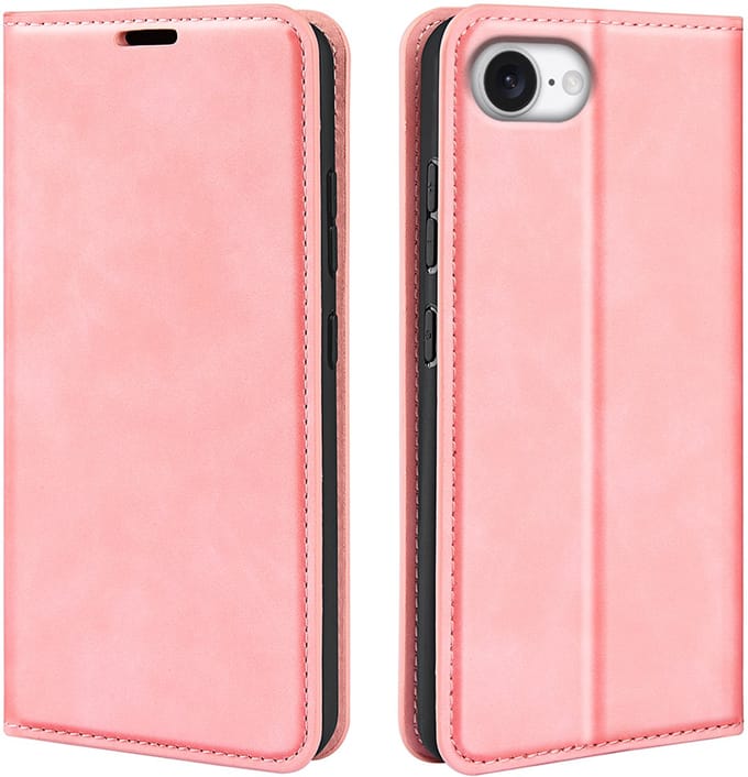 MobyDefend Hoesje - Geschikt voor iPhone 16e / iPhone 17e - Luxe Wallet Bookcase (Magnetische Sluiting) - Roze