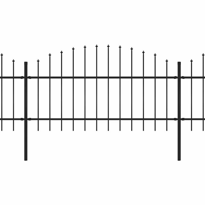 vidaXL - Tuinhek - met - speerpunt - staal - 355x125 - cm - zwart