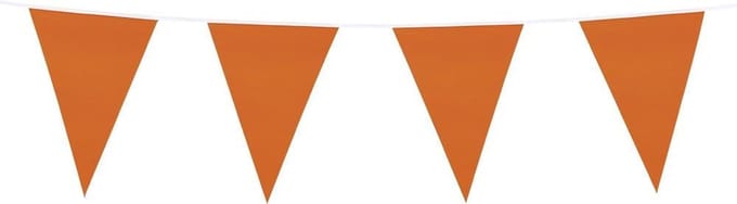 40 stuks: Vlaggenlijn Oranje - 10m - plastic - per 3 stuks