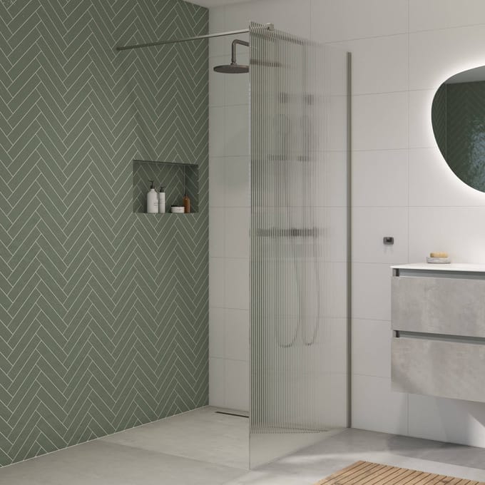 Saqu Modulo inloopdouche incl. antikalk 100x210cm geribbeld glas gunmetal