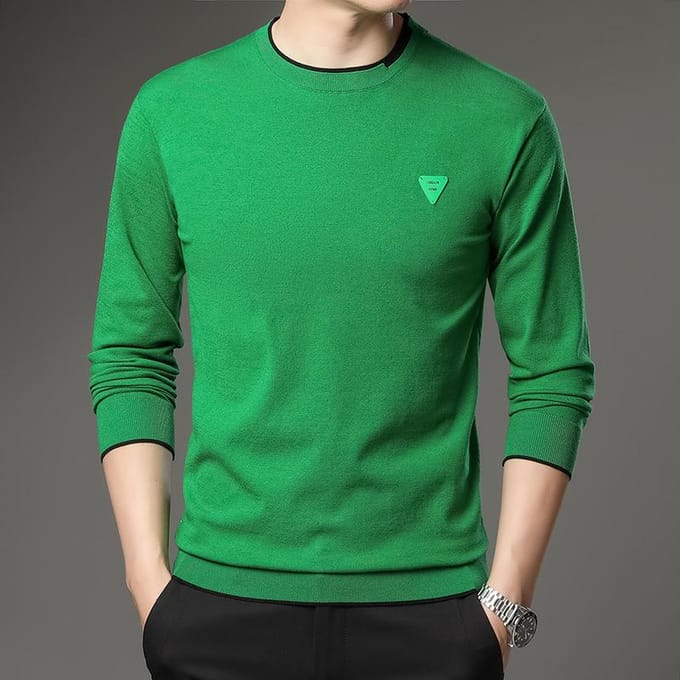 Pull à manches longues et col rond pour homme, style coréen, décontracté, tendance, printemps 3XL green