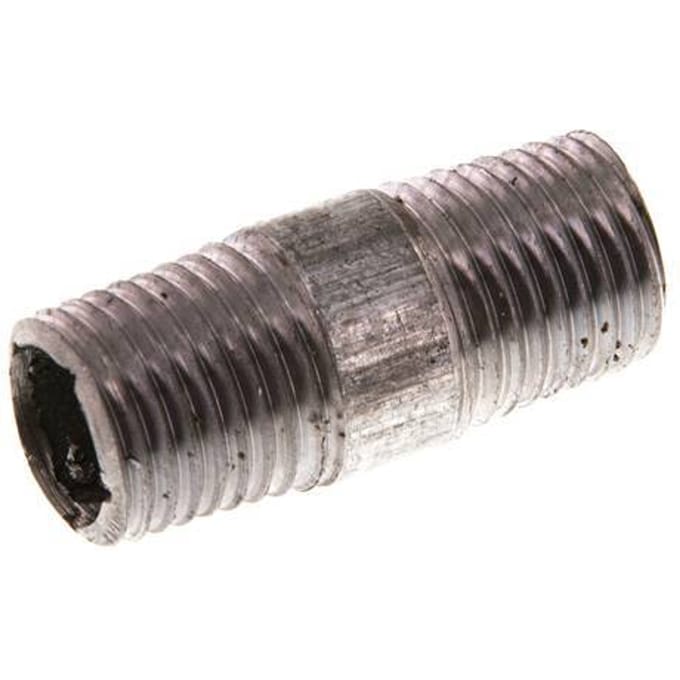 R 1/4'' Verzinkt Stalen Dubbele Pijpnippel 50 Bar DIN 2982 - 30mm
