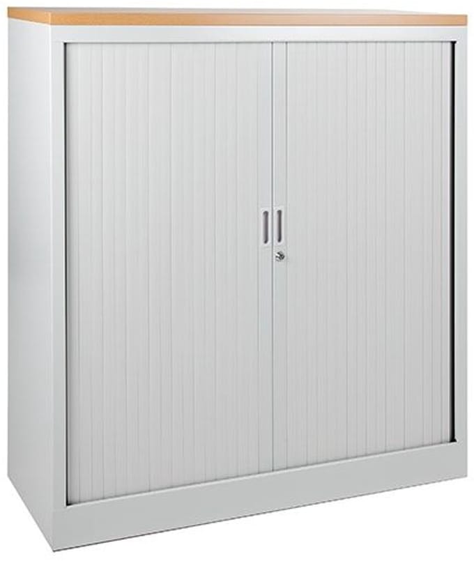 Stalen roldeurkast 118x120x43cm Wit Frame, topblad Robson