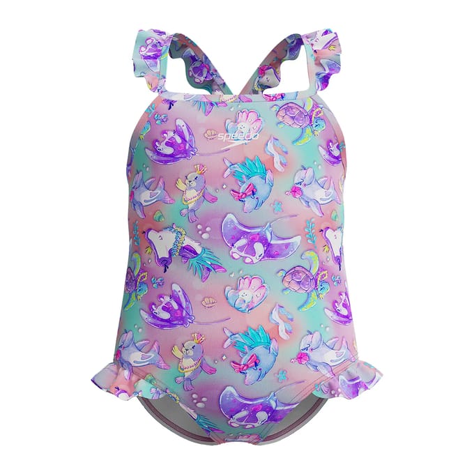 1-delig zwempak voor babymeisjes Speedo Dig Frill Thinstrap GRN