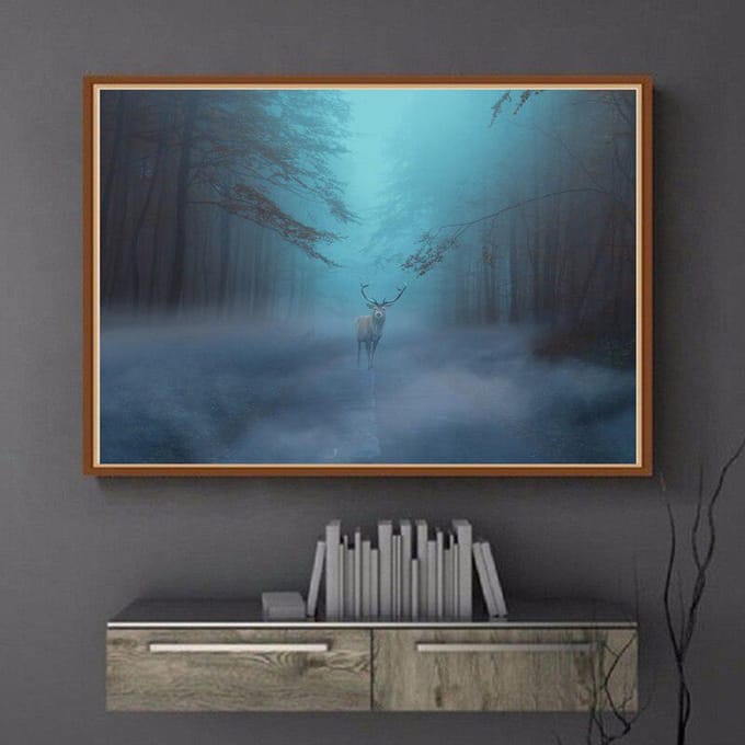 Peinture Diamant 5D DIY Cerf Broderie Diamant Animal Point de Croix Diamant 20X30CM gray