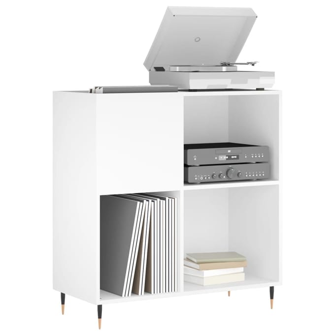 vidaXL - Platenkast - 84,5x38x89 - cm - bewerkt - hout - wit