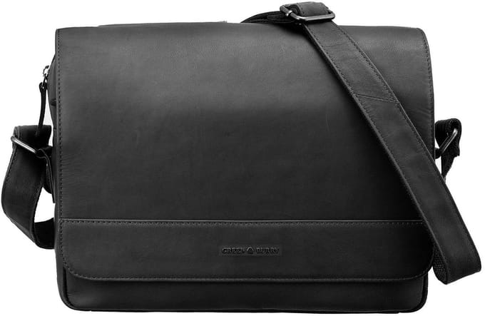 GREENBURRY Leren schoudertas tabletzak Fiorentina A4 Crossover Bag Black zwart