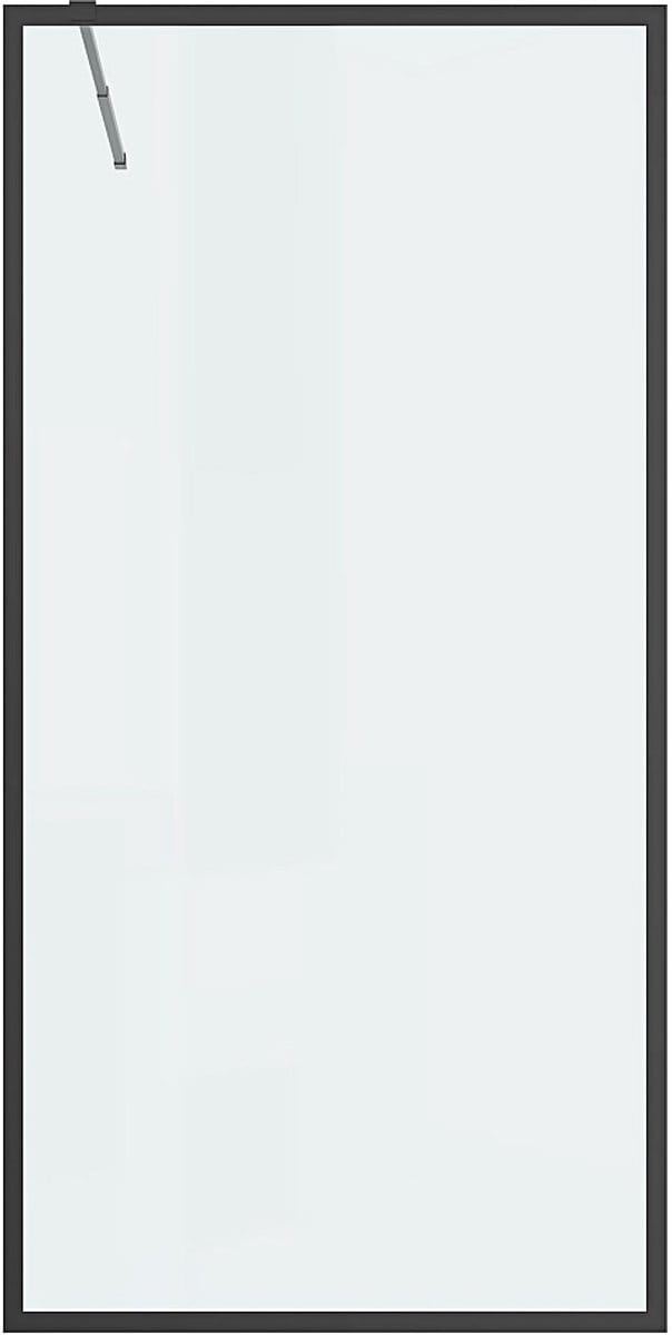 Vente-unique Douchewand voor inloopdouche – 100 x 200 cm – Matzwart – Gehard glas – AMBERI