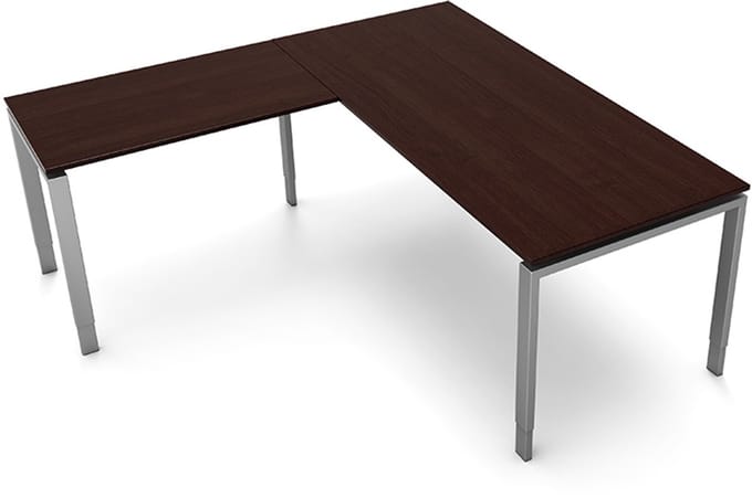Hoekbureau Beta 180cm donkerbruin hoogte verst