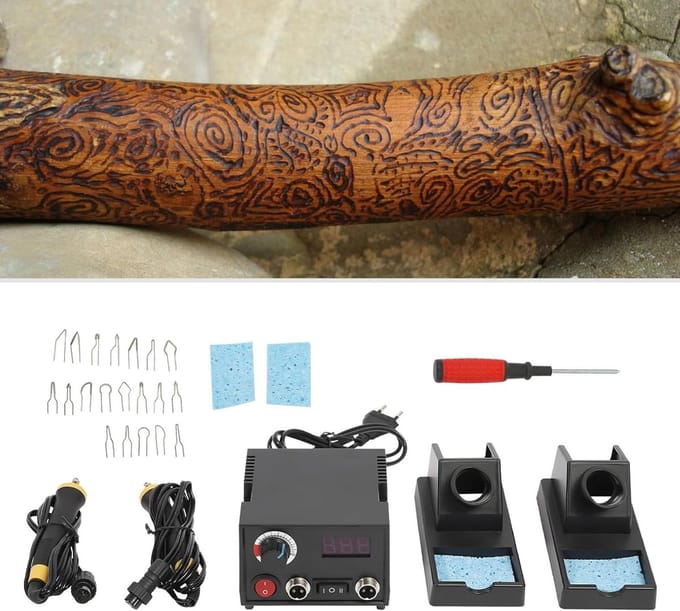 Houtbrander Set - Brandpen Hout - Creatief Bewerken - Instelbare Temperatuur - 20 Tips - Zwart